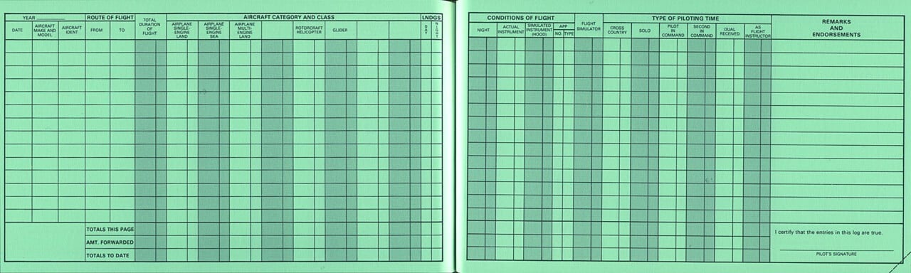 sample logbook page